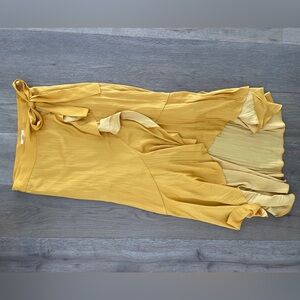 Anthropologie Maeve Mustard Yellow wrap skirt size small